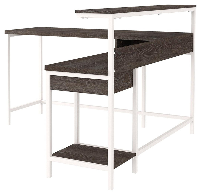 Dorrinson Two-tone Home Office L-desk With Storage