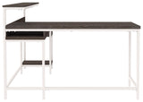 Dorrinson Two-tone Home Office L-desk With Storage - Ella Furniture