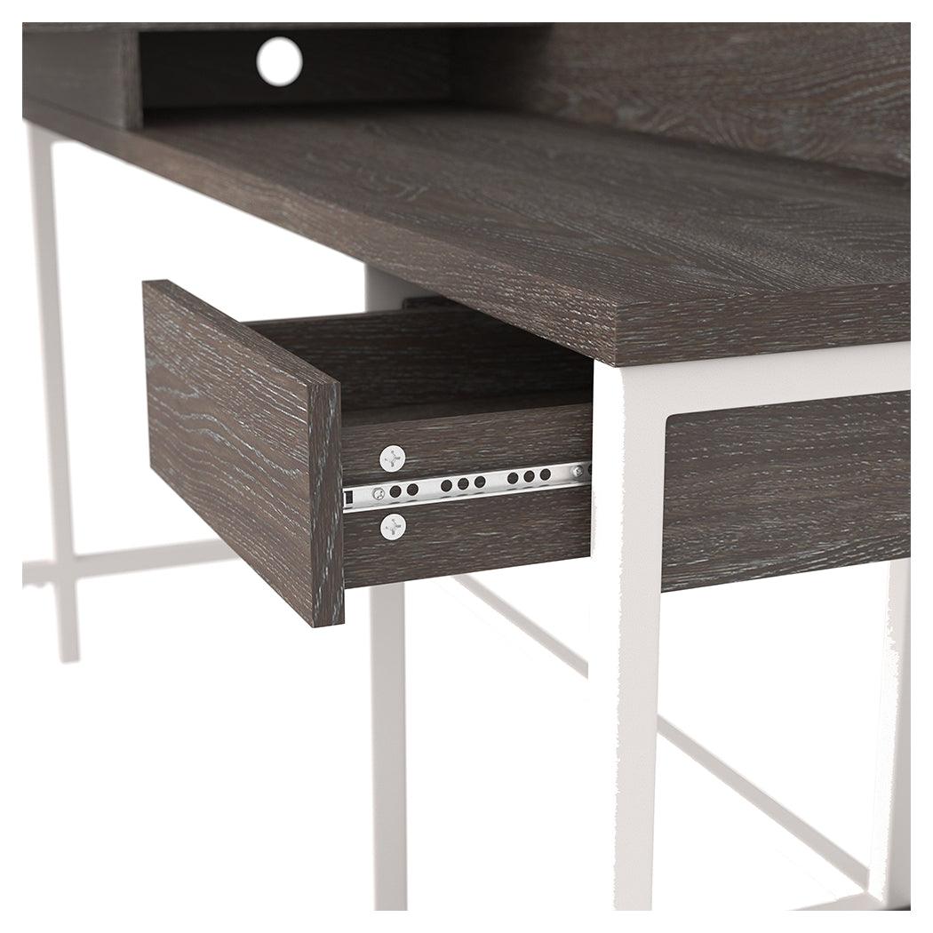 Dorrinson Two-tone Home Office L-desk With Storage - Ella Furniture