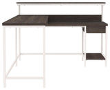 Dorrinson Two-tone Home Office L-desk With Storage - Ella Furniture