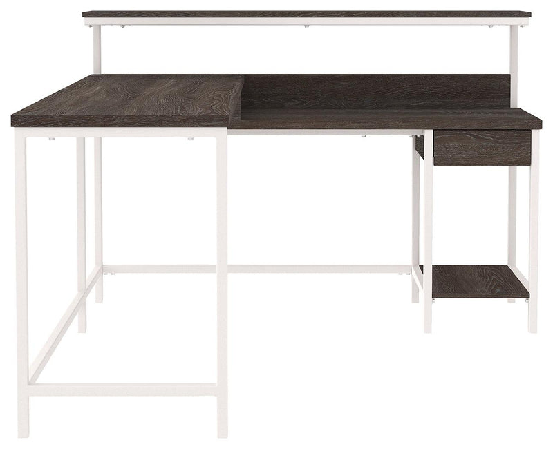 Dorrinson Two-tone Home Office L-desk With Storage