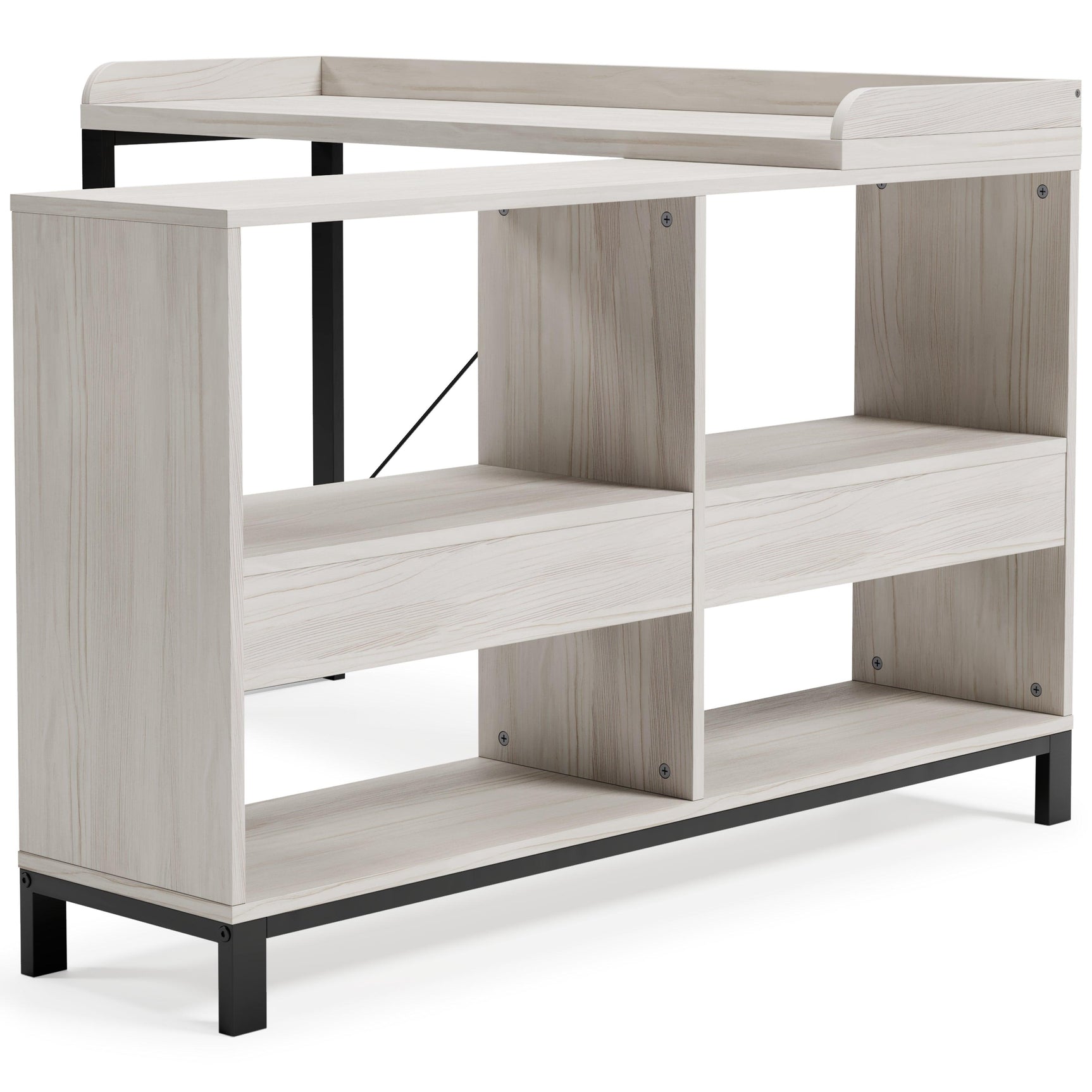 Bayflynn White/Black L-desk - Ella Furniture