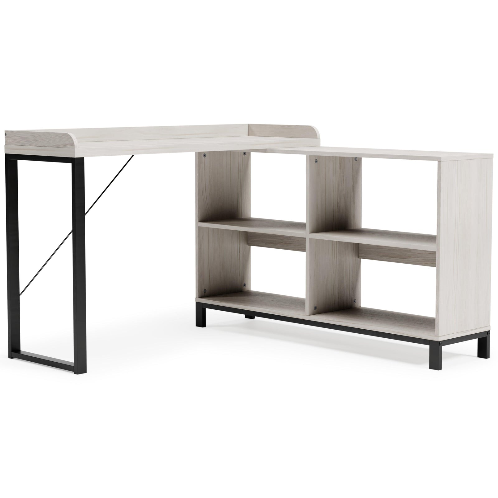 Bayflynn White/Black L-desk - Ella Furniture