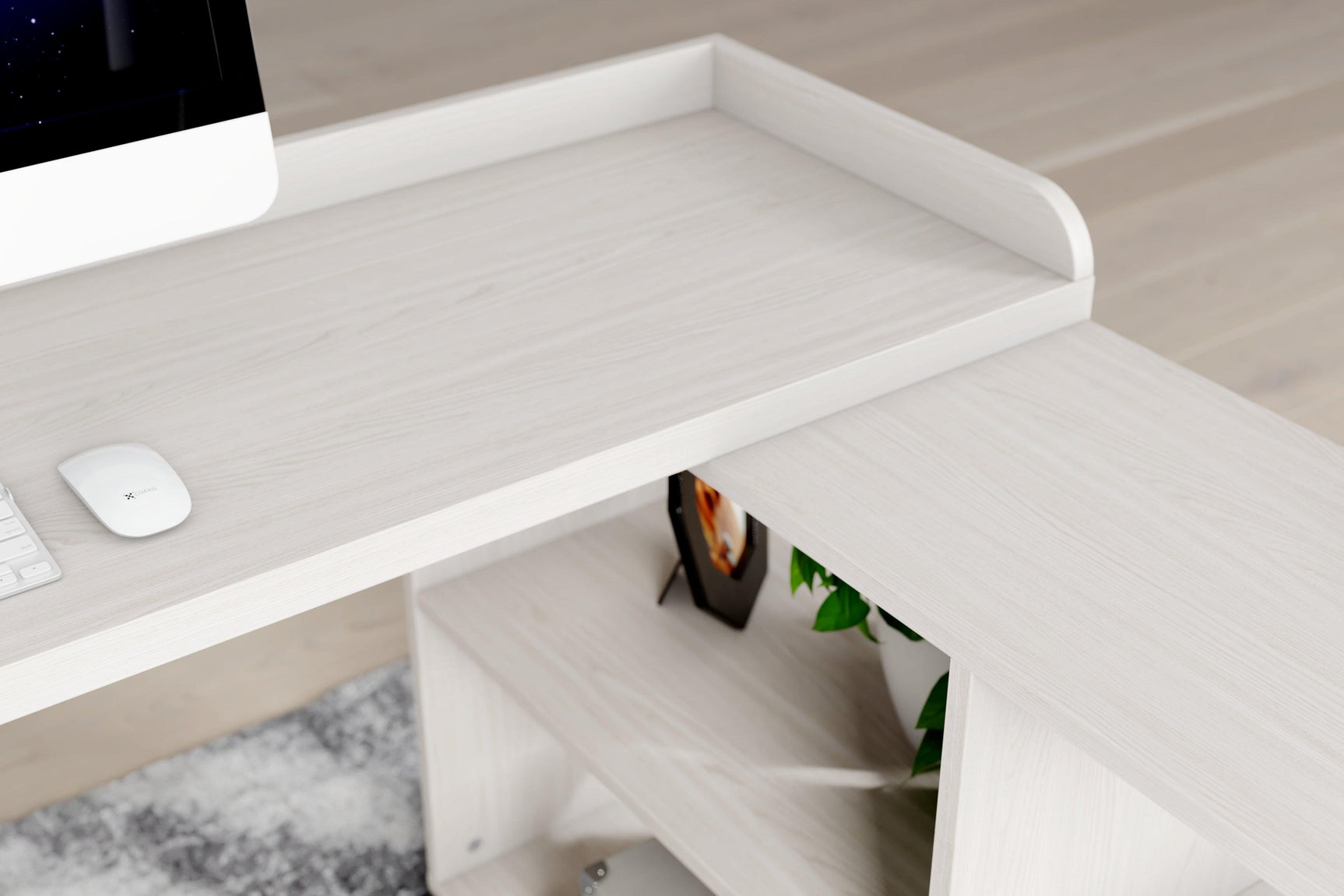 Bayflynn White/Black L-desk - Ella Furniture