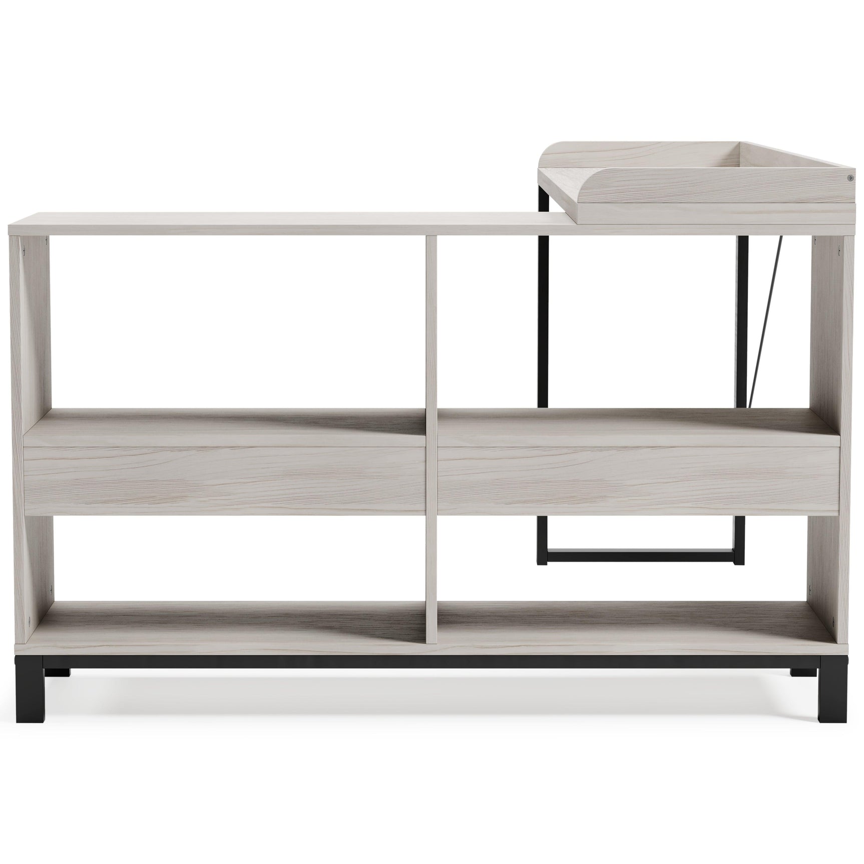 Bayflynn White/Black L-desk - Ella Furniture