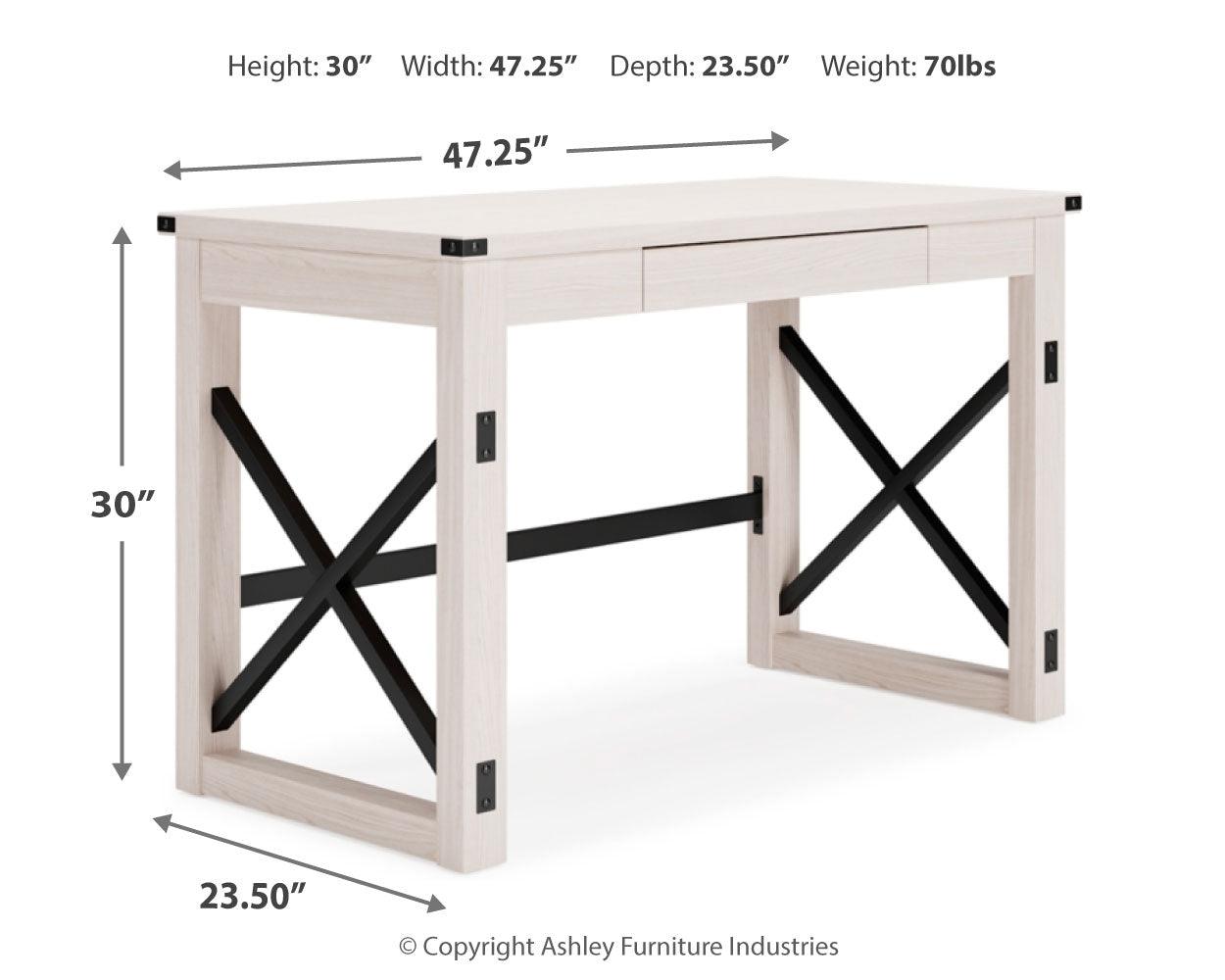 Bayflynn Whitewash 48" Home Office Desk - Ella Furniture