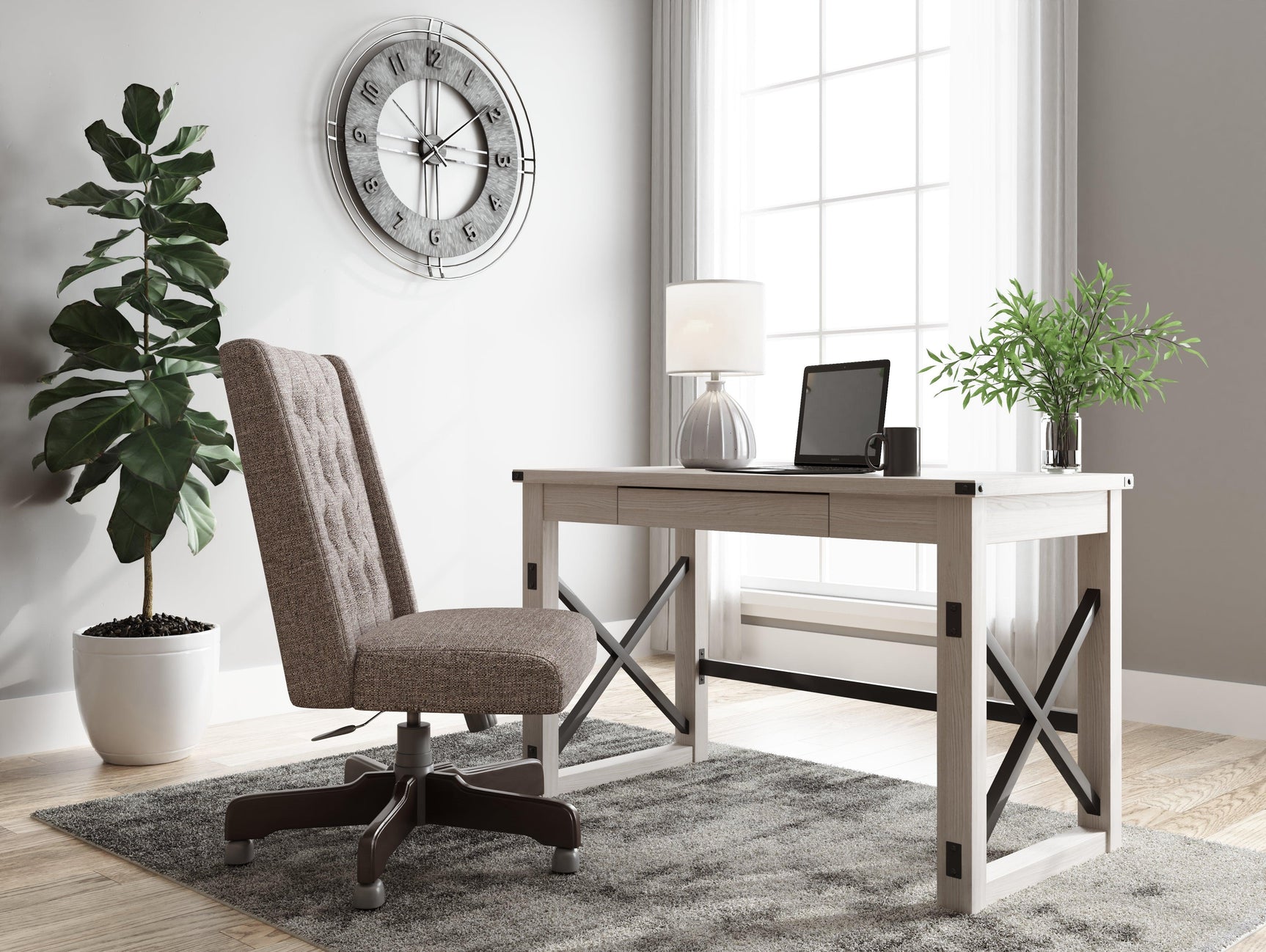 Bayflynn Whitewash 48" Home Office Desk - Ella Furniture