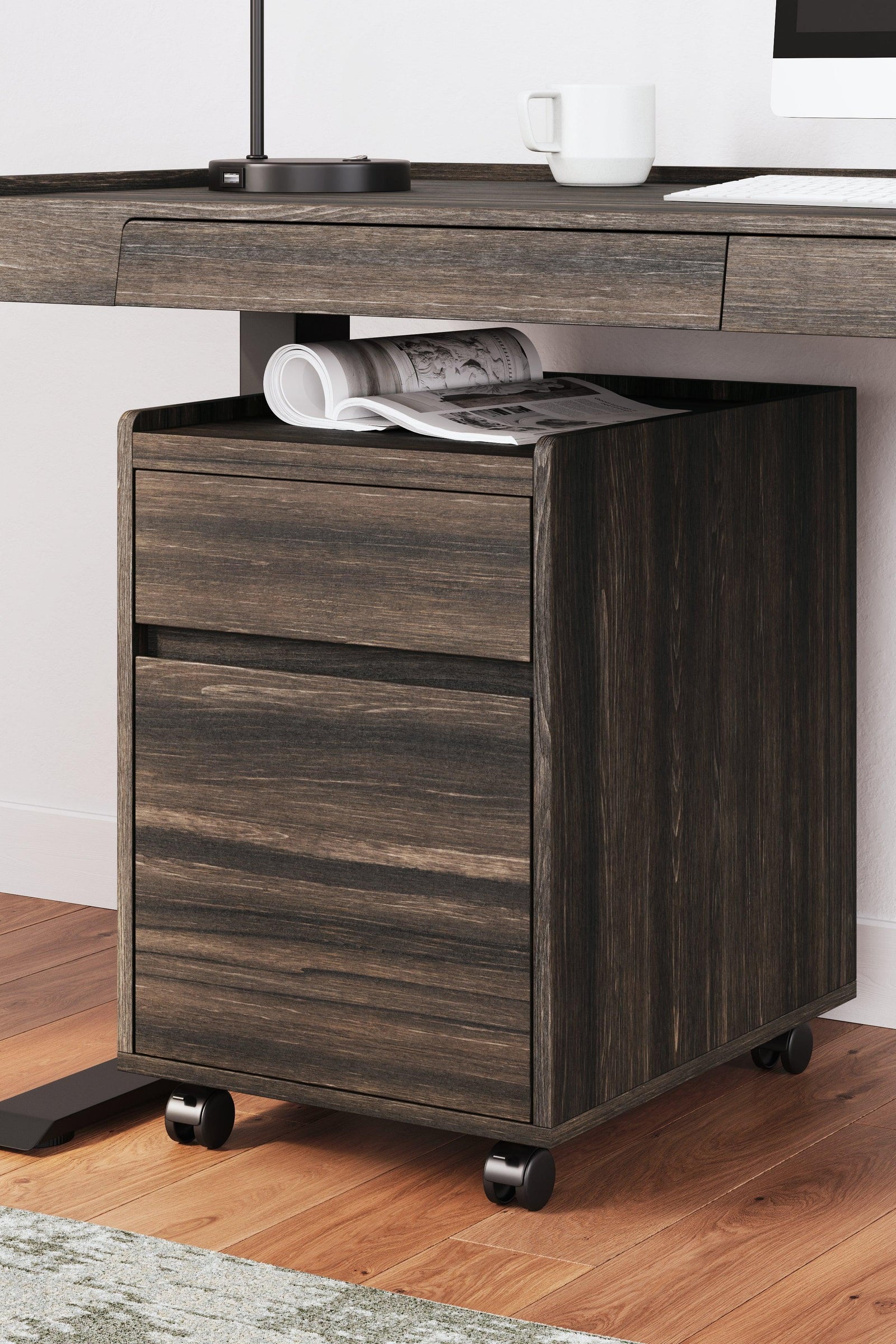 Zendex Dark Brown File Cabinet - Ella Furniture