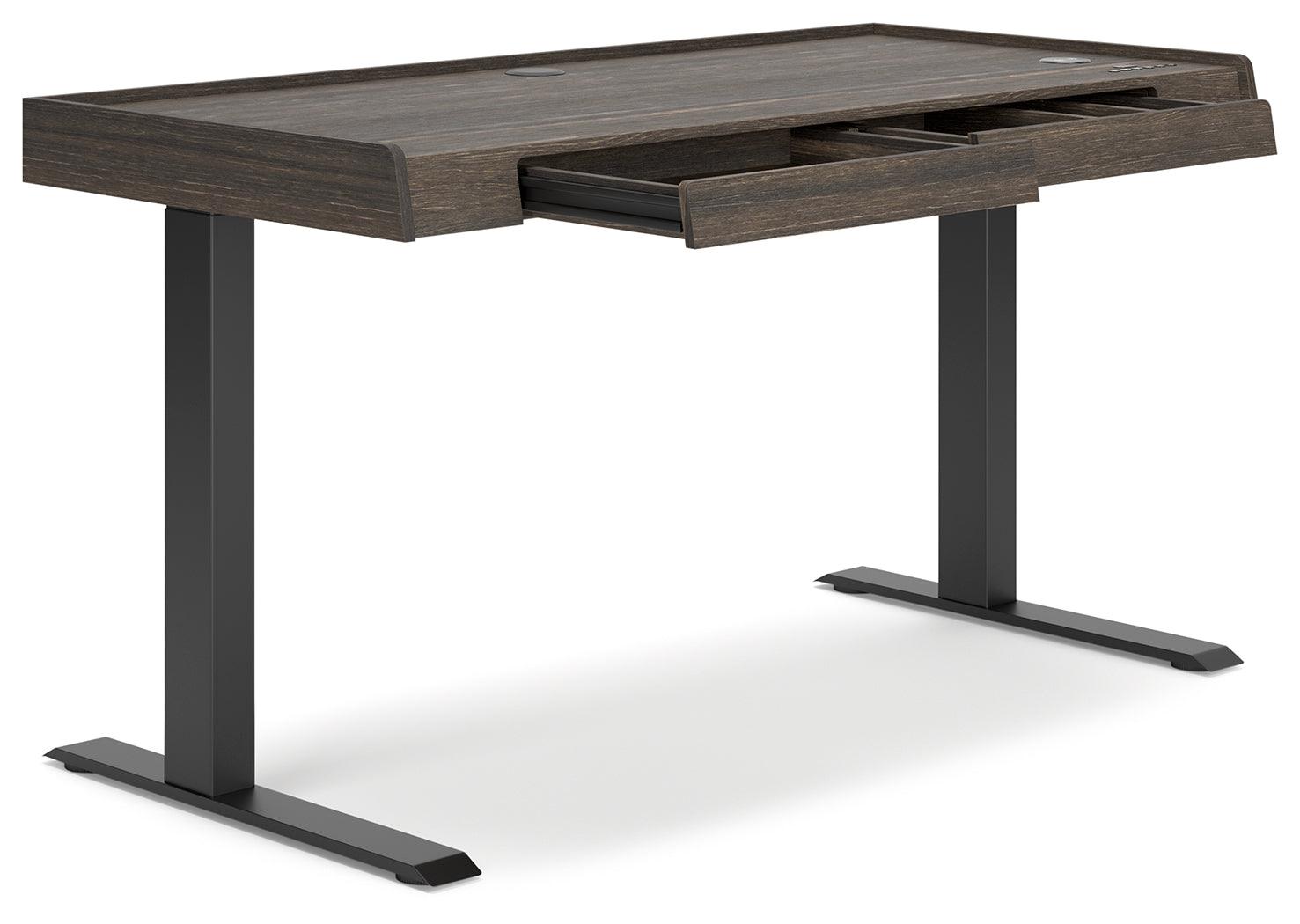 Zendex Dark Brown 55" Adjustable Height Desk - Ella Furniture