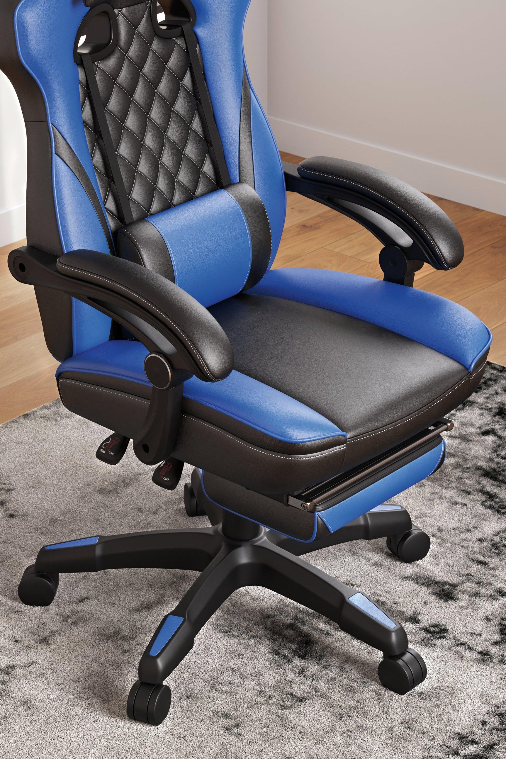 Lynxtyn Blue/black Home Office Swivel Desk Chair - Ella Furniture