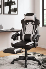 Lynxtyn White/Black Home Office Swivel Desk Chair - Ella Furniture