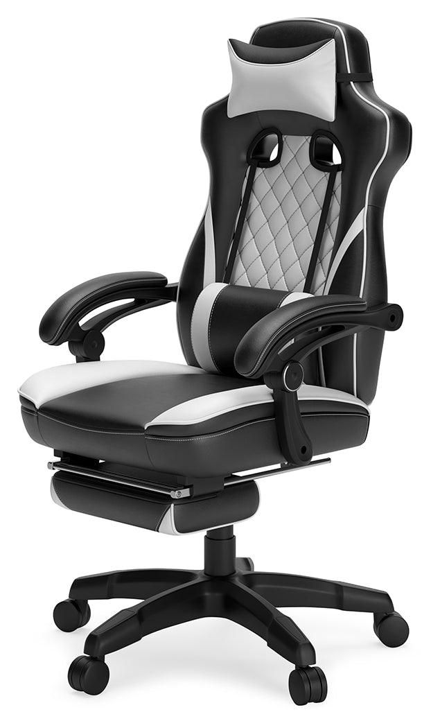 Lynxtyn White/Black Home Office Swivel Desk Chair - Ella Furniture