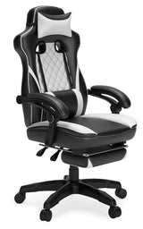 Lynxtyn White/Black Home Office Swivel Desk Chair - Ella Furniture