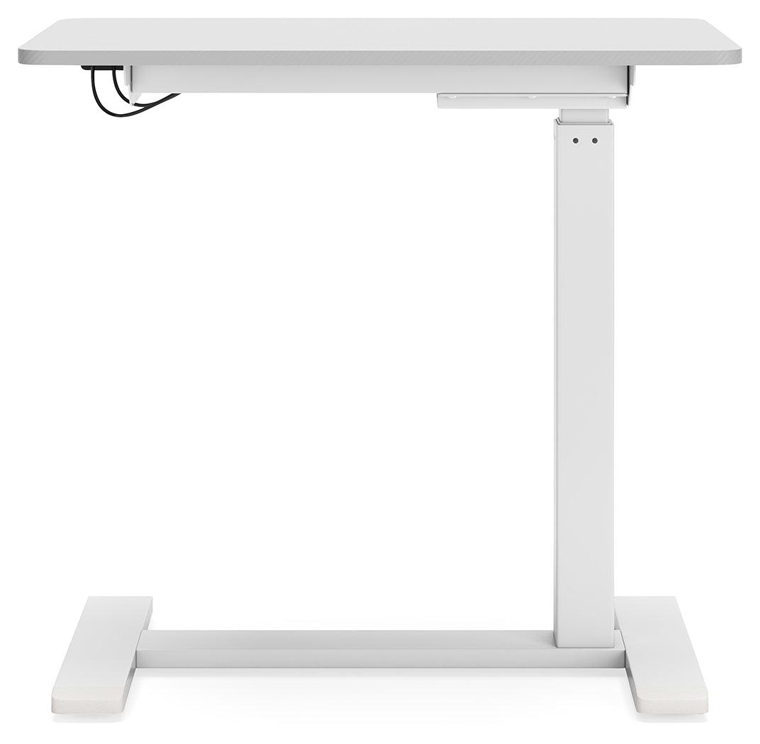 Lynxtyn Taupe/white Adjustable Height Home Office Side Desk - Ella Furniture