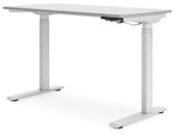 Lynxtyn Taupe/white Adjustable Height Home Office Desk - Ella Furniture