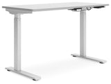 Lynxtyn Taupe/white Adjustable Height Home Office Desk - Ella Furniture