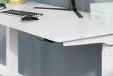 Lynxtyn Taupe/white Adjustable Height Home Office Desk - Ella Furniture