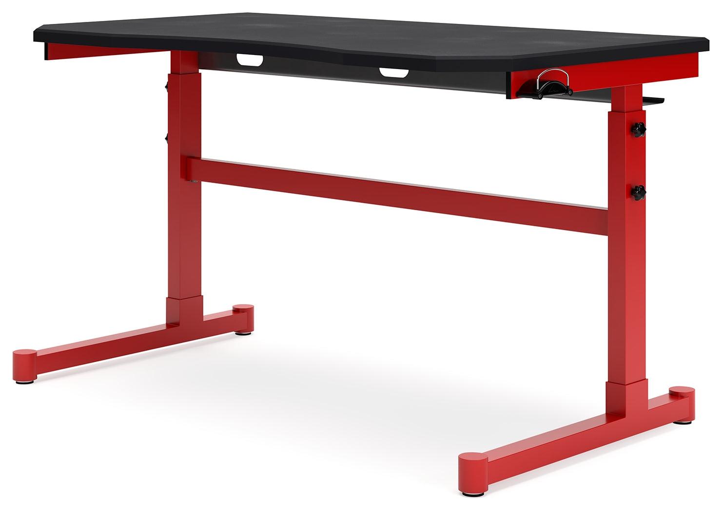 Lynxtyn Red/black Adjustable Height Home Office Desk - Ella Furniture