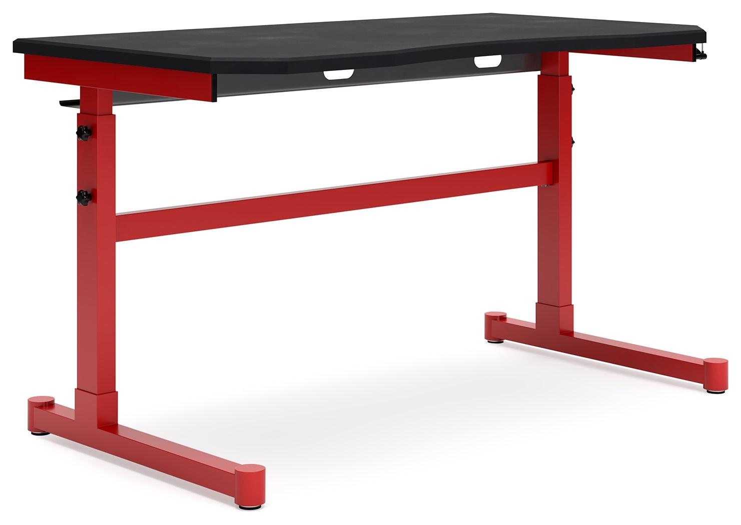 Lynxtyn Red/black Adjustable Height Home Office Desk - Ella Furniture