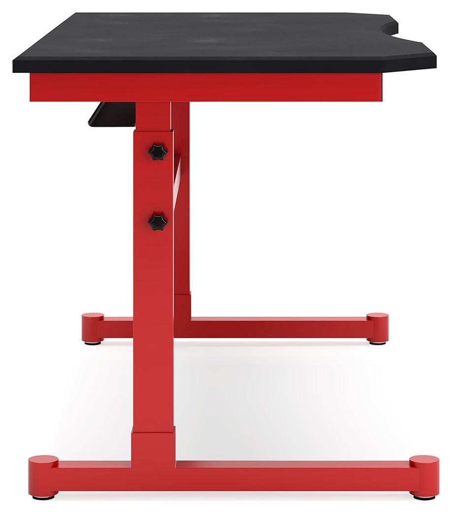 Lynxtyn Red/black Adjustable Height Home Office Desk - Ella Furniture