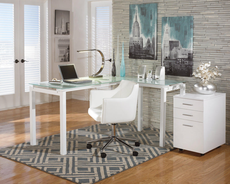 Baraga White Home Office L-desk