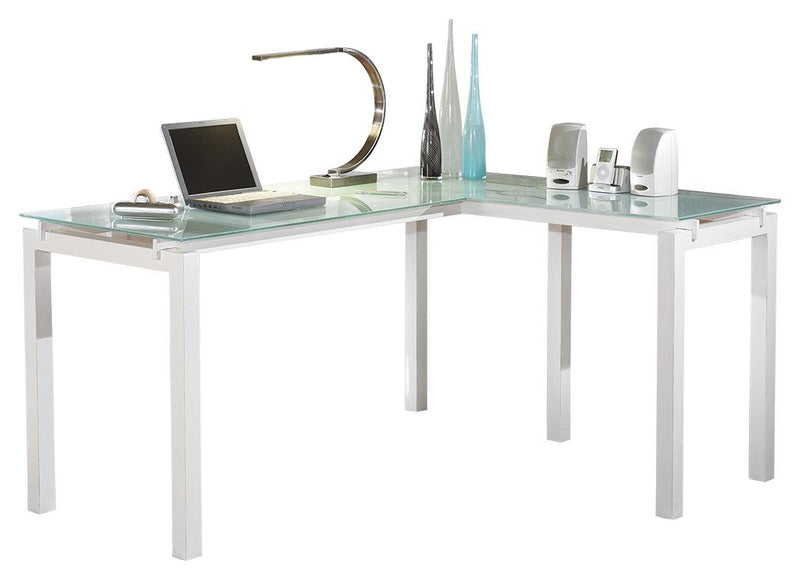 Baraga White Home Office L-desk - Ella Furniture