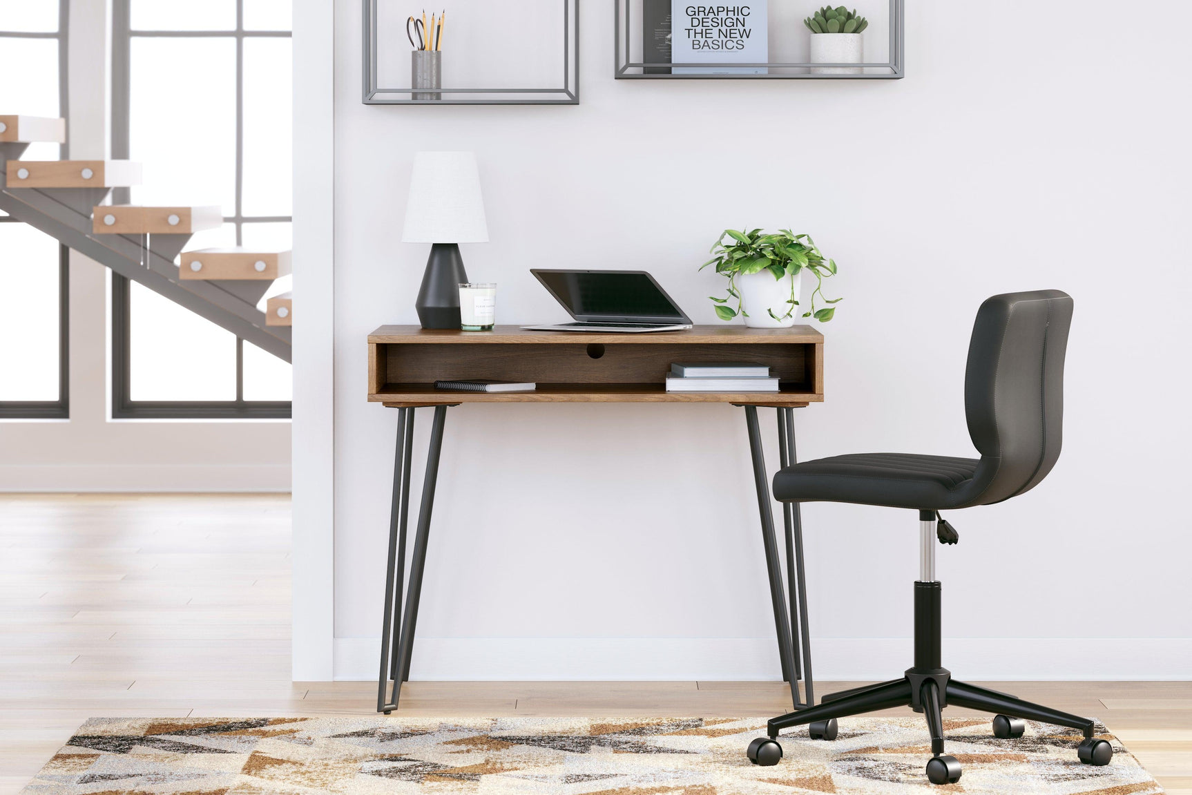 Strumford Brown/Black Home Office Desk - Ella Furniture