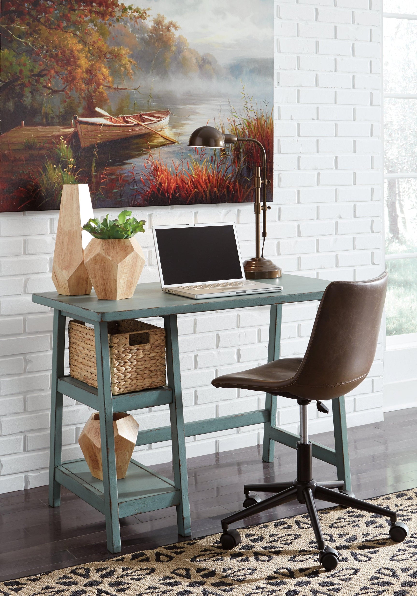 Mirimyn Teal 42" Home Office Desk - Ella Furniture