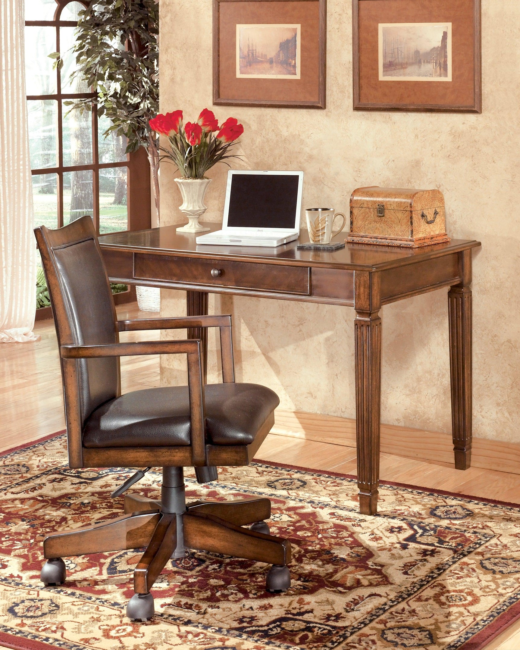 Hamlyn Medium Brown Home Office Desk Chair - Ella Furniture