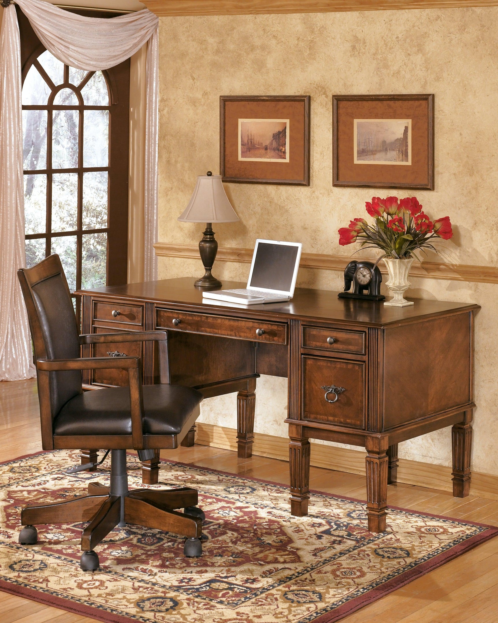 Hamlyn Medium Brown Home Office Desk Chair - Ella Furniture