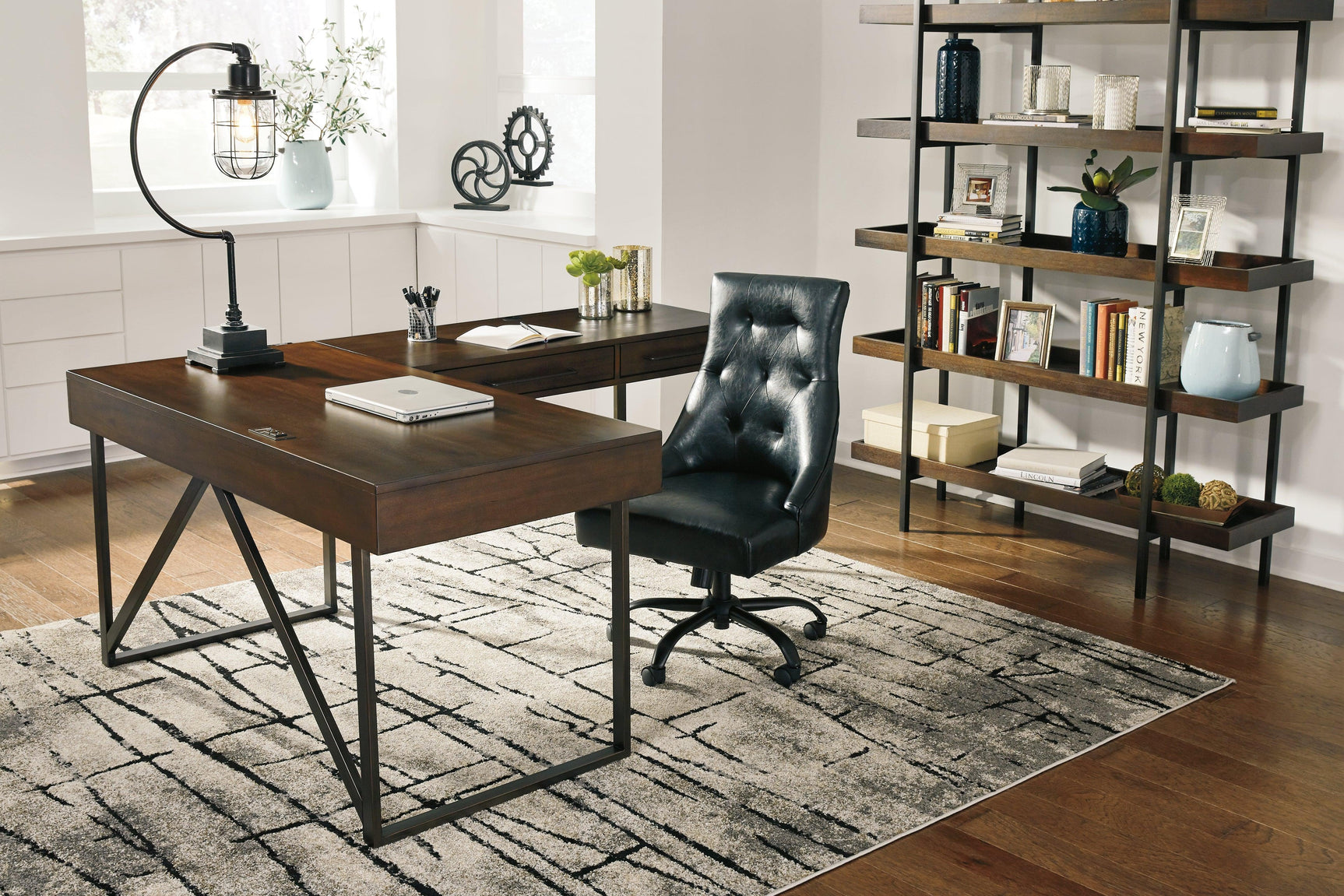 Starmore Brown 2-Piece Home Office Desk - Ella Furniture