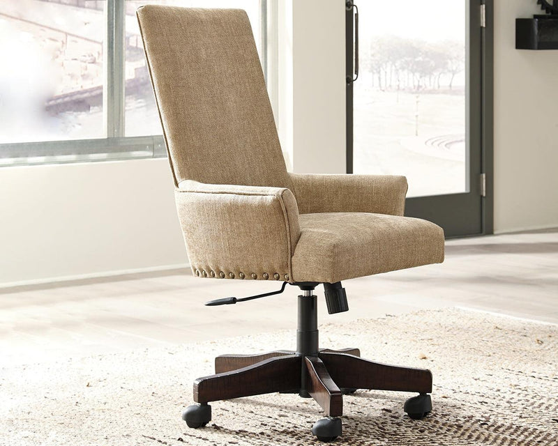 Baldridge Light Brown Home Office Desk Chair - Ella Furniture