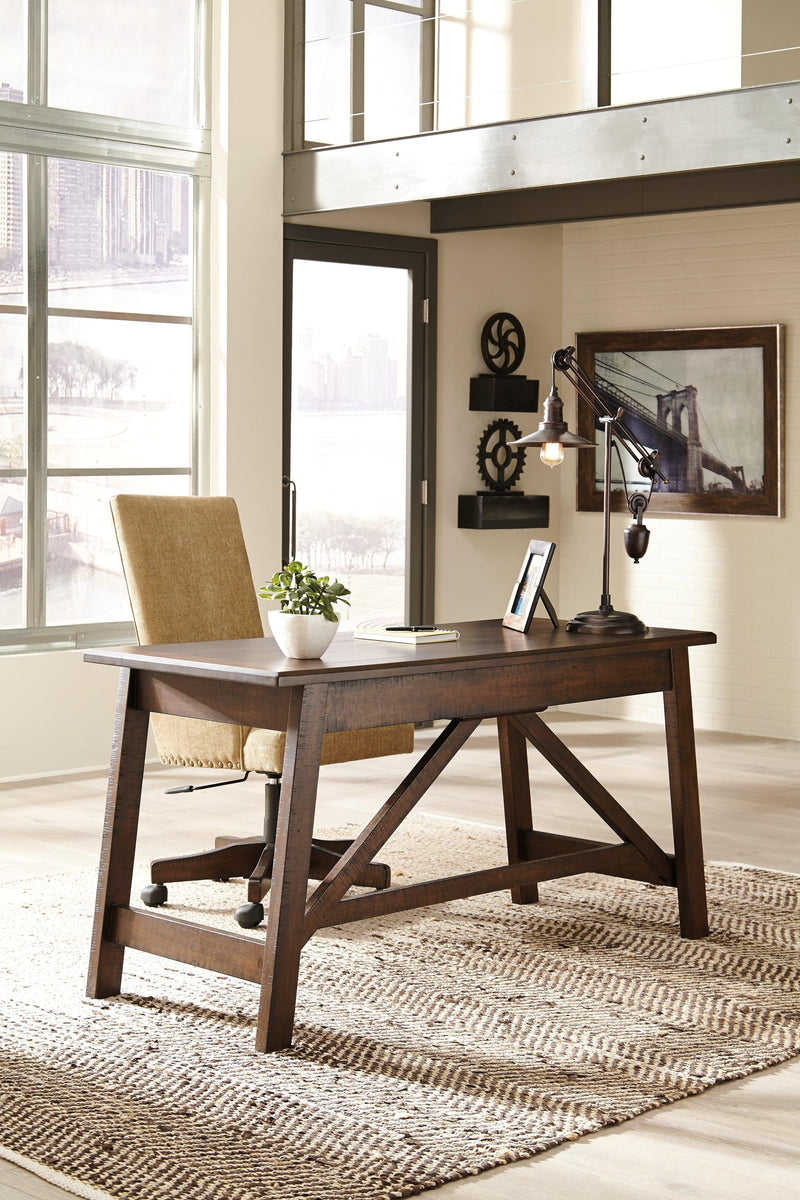 Baldridge Rustic Brown Home Office Desk - Ella Furniture