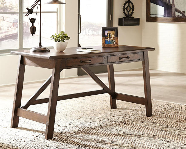 Baldridge Rustic Brown Home Office Desk - Ella Furniture