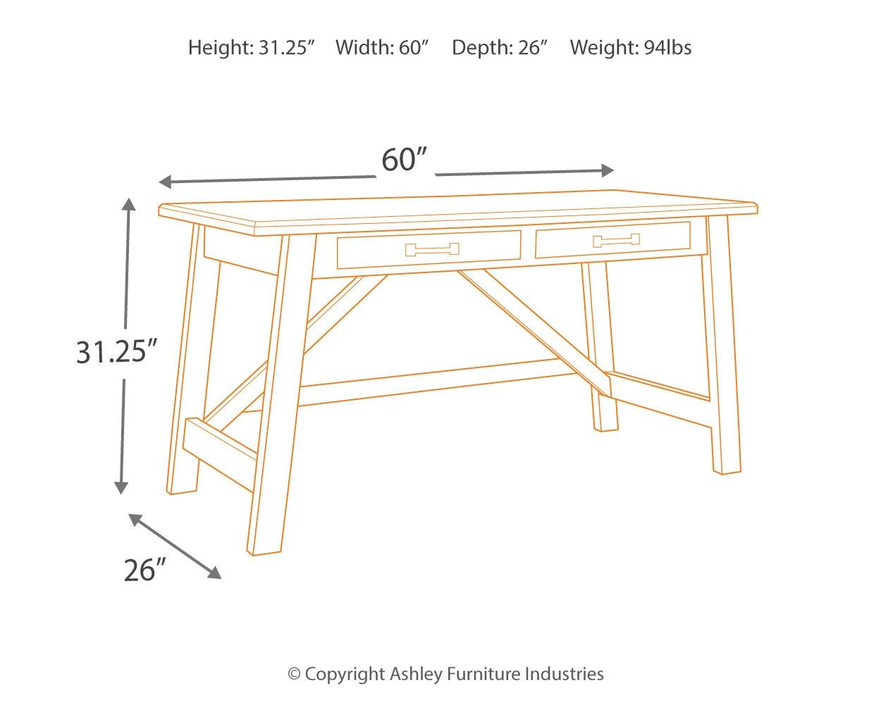 Baldridge Rustic Brown Home Office Desk - Ella Furniture