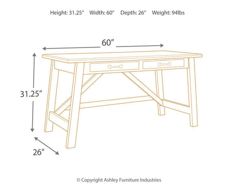 Baldridge Rustic Brown Home Office Desk - Ella Furniture