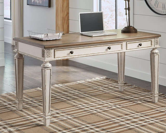 Realyn White/Brown 60" Home Office Desk - Ella Furniture