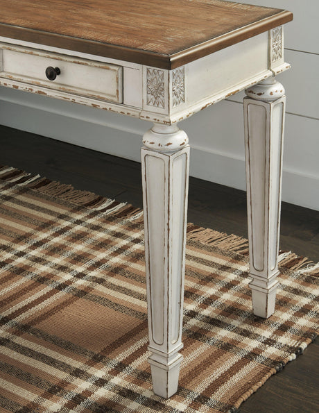 Realyn White/Brown 60" Home Office Desk - Ella Furniture