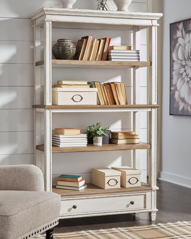 Realyn Brown/white 75" Bookcase - Ella Furniture