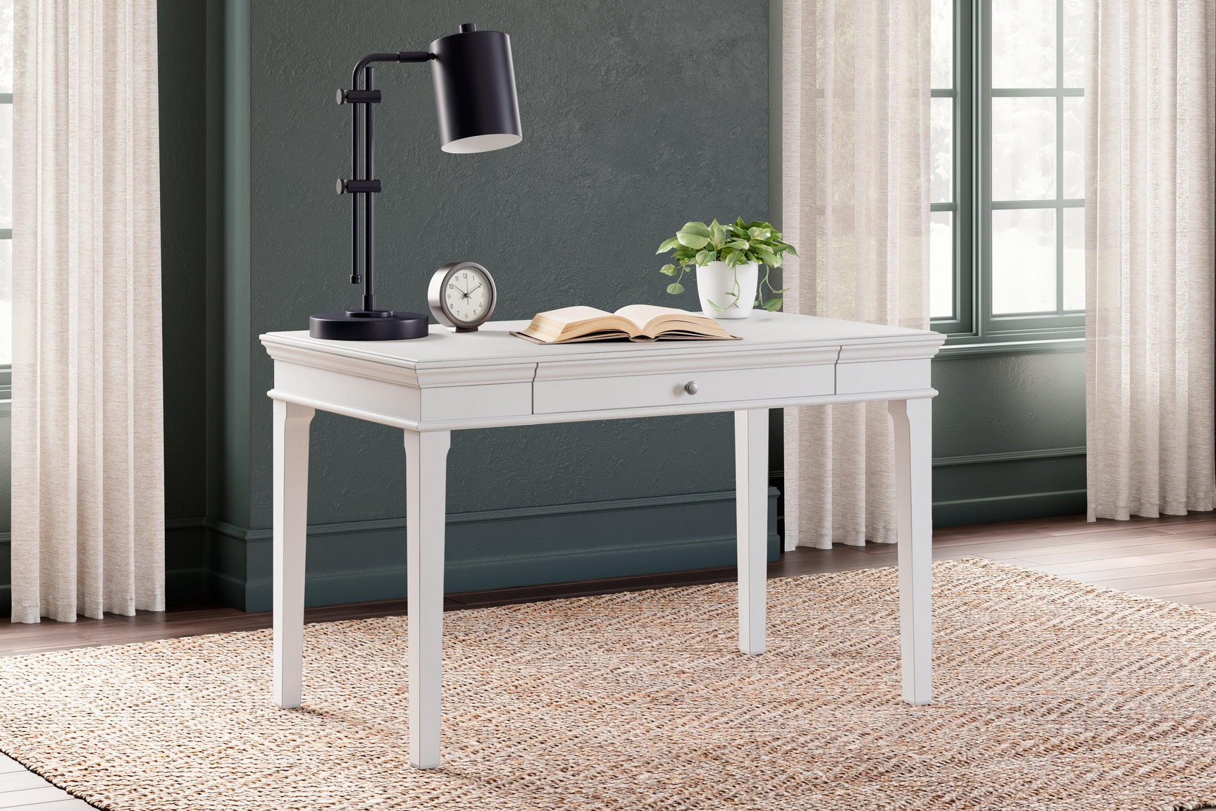 Kanwyn Whitewash 48" Home Office Desk - Ella Furniture