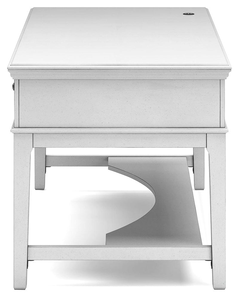 Kanwyn Whitewash Home Office Storage Leg Desk - Ella Furniture