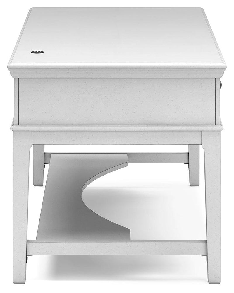 Kanwyn Whitewash Home Office Storage Leg Desk - Ella Furniture