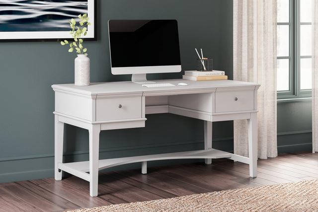 Kanwyn Whitewash Home Office Storage Leg Desk - Ella Furniture