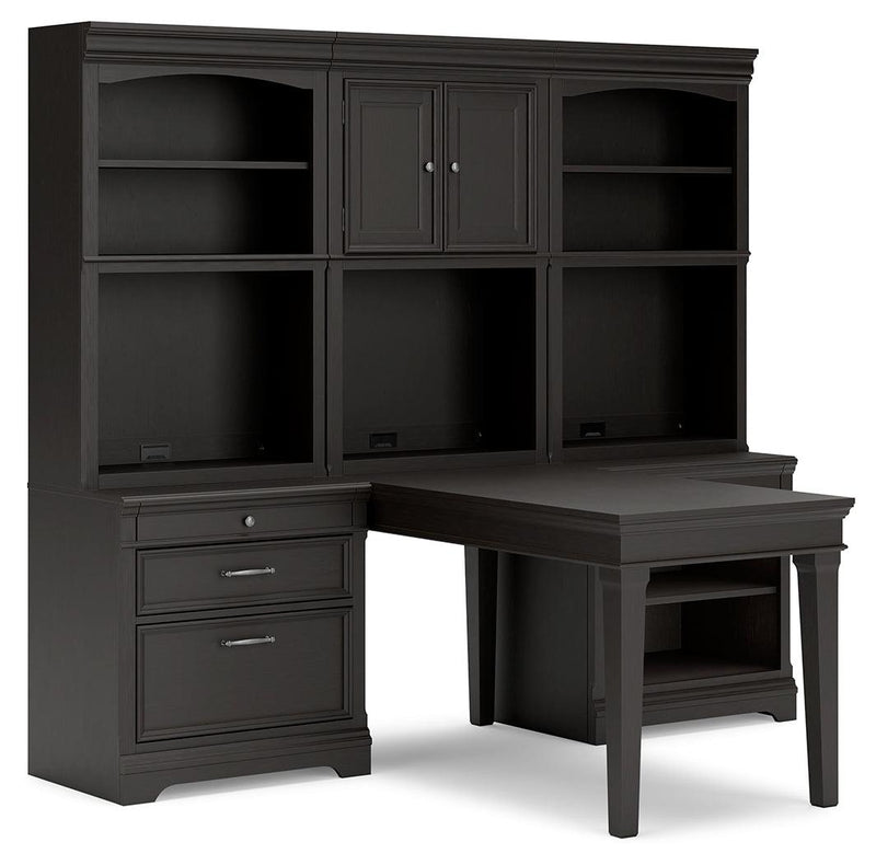 Beckincreek Black Home Office Bookcase Desk - Ella Furniture