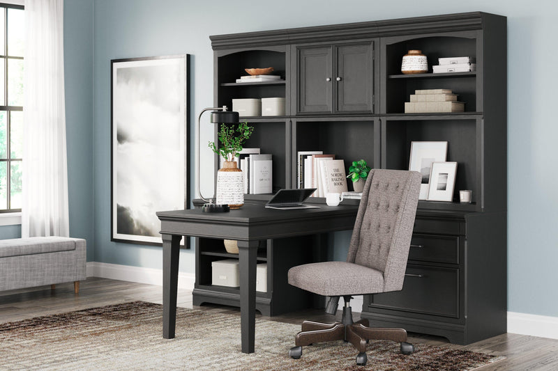 Beckincreek Black Home Office Bookcase Desk - Ella Furniture