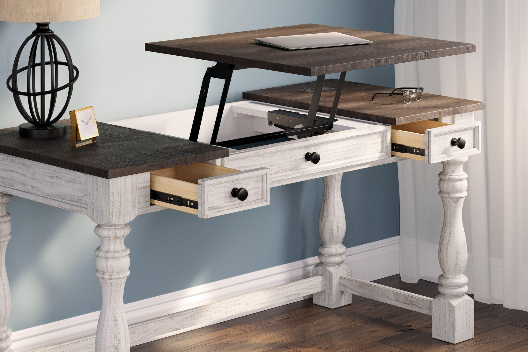 Havalance White/Gray Home Office Desk - Ella Furniture