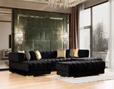 Mia Black Velvet Rectangle Ottoman - Ella Furniture