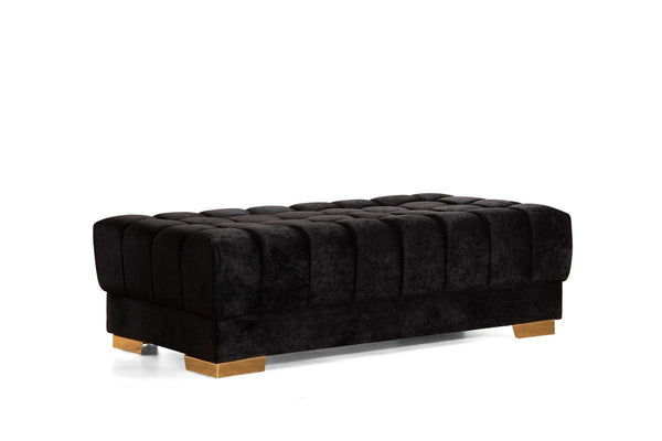 Mia Black Velvet Rectangle Ottoman - Ella Furniture
