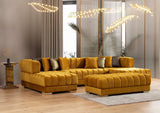 Mia Mustard Velvet Rectangle Ottoman - Ella Furniture