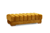 Mia Mustard Velvet Rectangle Ottoman - Ella Furniture